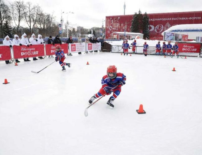 Хоккеисты из Тулы показали мастер-класс для посетителей выставки «Россия»