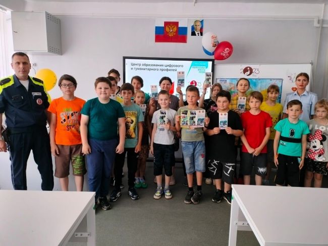В пришкольном лагере  Берёзка прошла встреча с сотрудниками ГИБДД