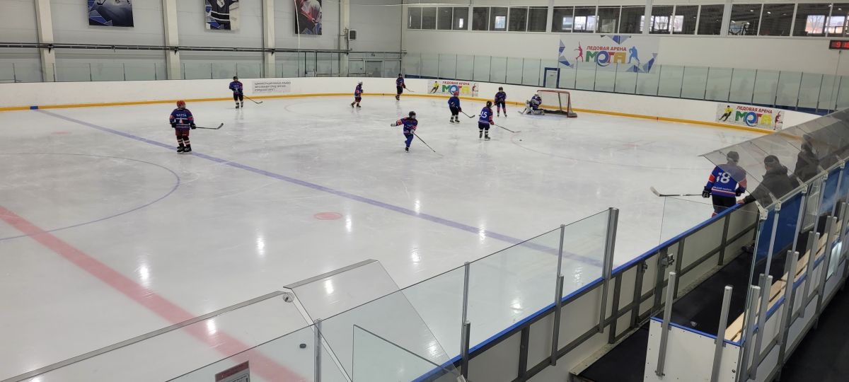 Дети играют в хоккей на каникулах Дети играют в хоккей на каникулах