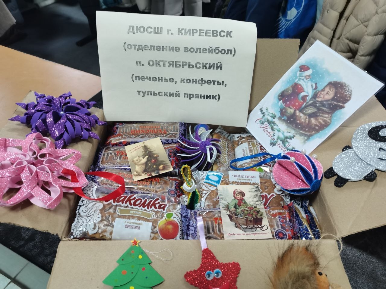 Воспитанники Киреевской ДЮСШ из Октябрьского подготовили новогодние посылки для воинов