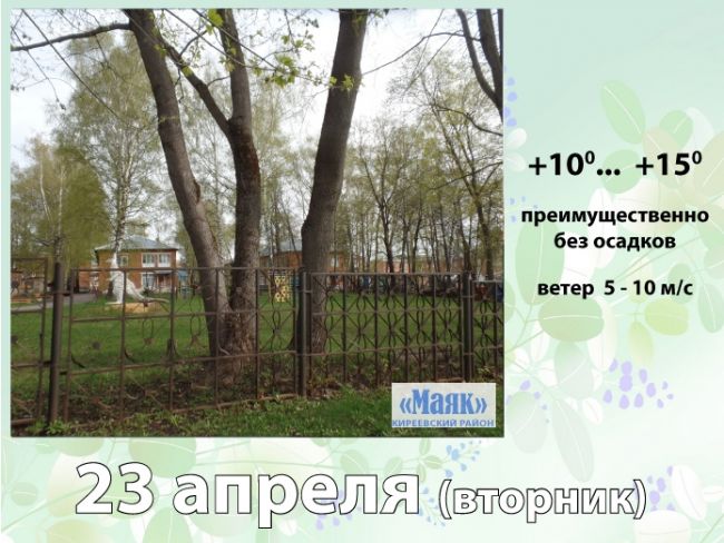23 апреля: погода в Киреевском районе и народные приметы дня