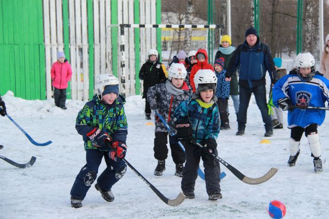 Новомосковские школьники принимают участие в турнире по хоккею в валенках