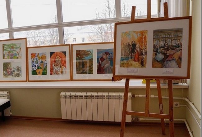 Ученики художественной школы нарисовали Пушкина и героев его произведений