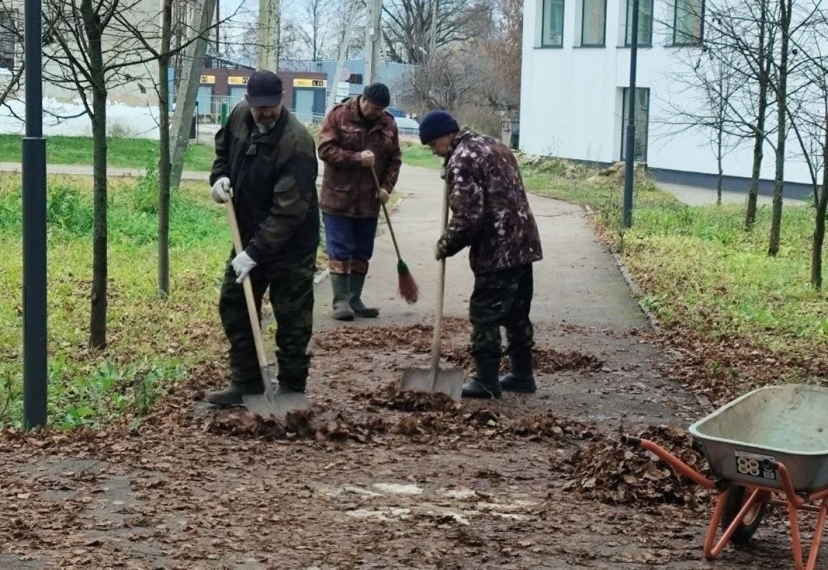 Центральный парк Одоева освободился от опавшей листвы