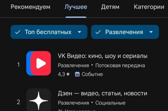 «VK видео» стало самым скачиваемым приложением у россиян