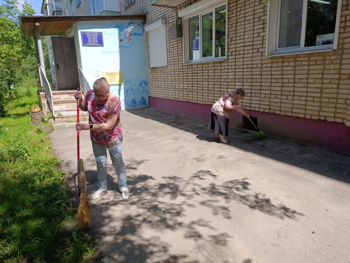 Сотрудники Щекинской библиотеки приняли участие в акции по благоустройству