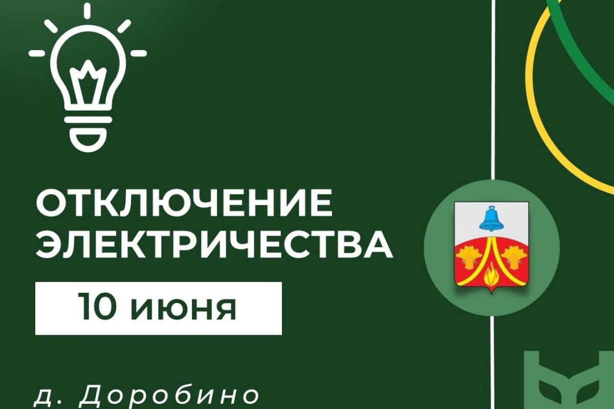 В деревне Доробино 10 июня не будет света