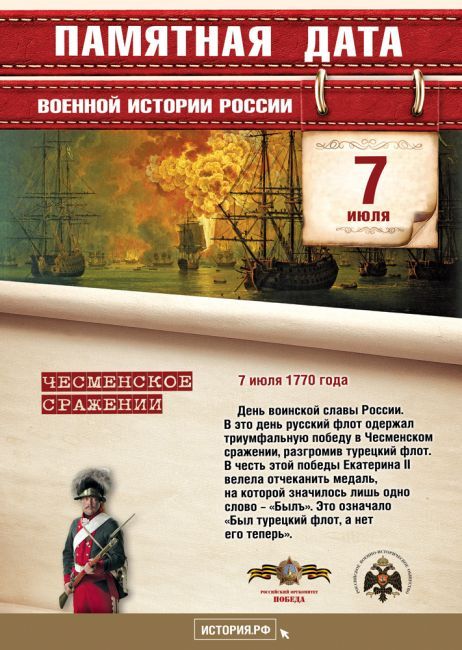 День воинской славы России. Победа в Чесменском сражении, 1770 год